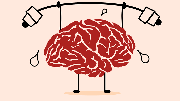 Desenho de cérebro se exercitando - saúde mental